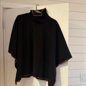 Tuckernuck Black poncho with Tan Trim